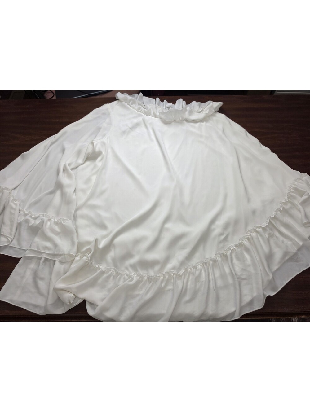 Show Me Your Mumu White Ruffle Bell Sleeve Boho Romantic One Shoulder Top SZ 2X